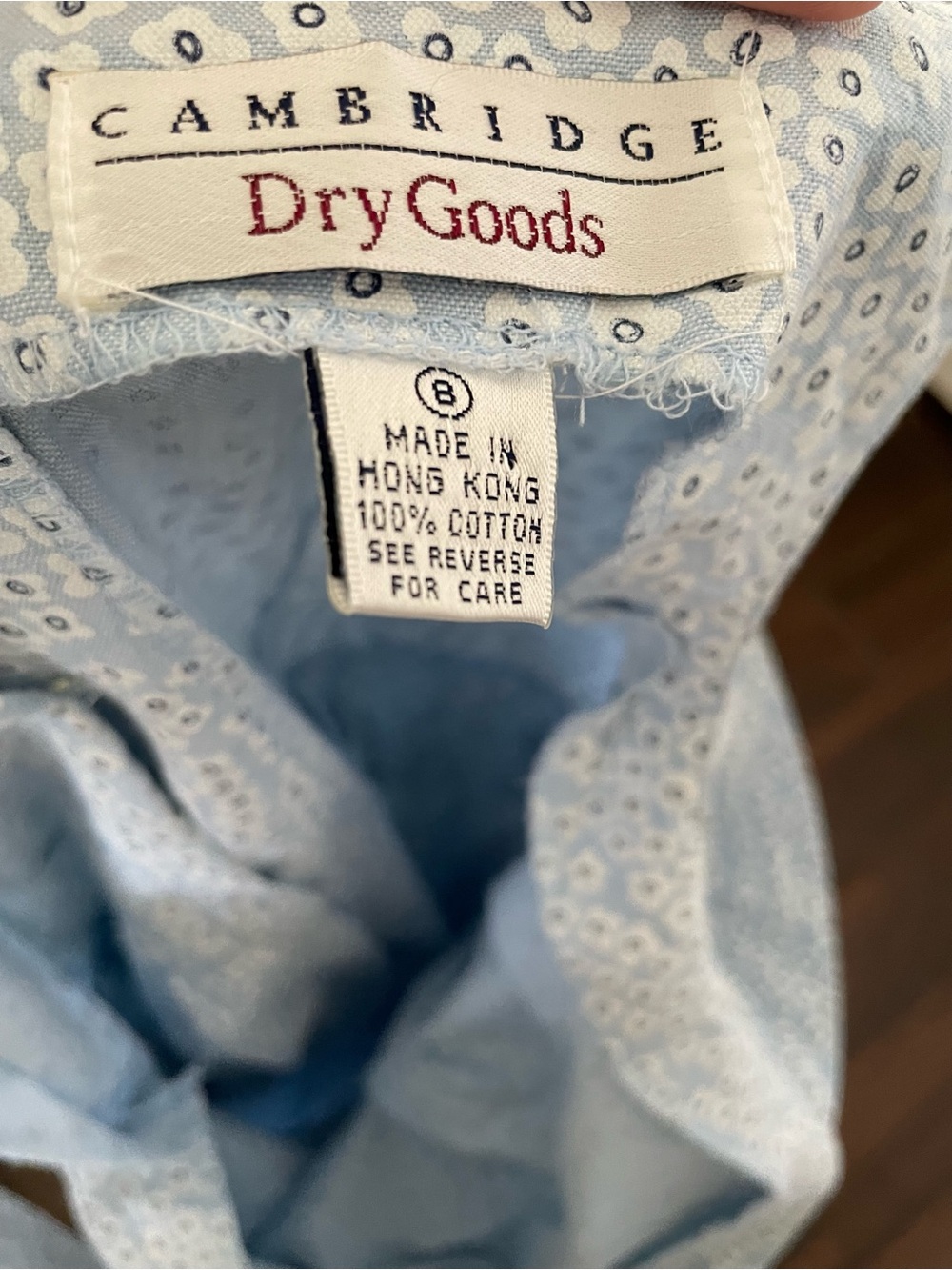 VINTAGE Light Blue Floral Women’s SZ 8 Cotton Midi Summer Dress - Picture 7 of 7